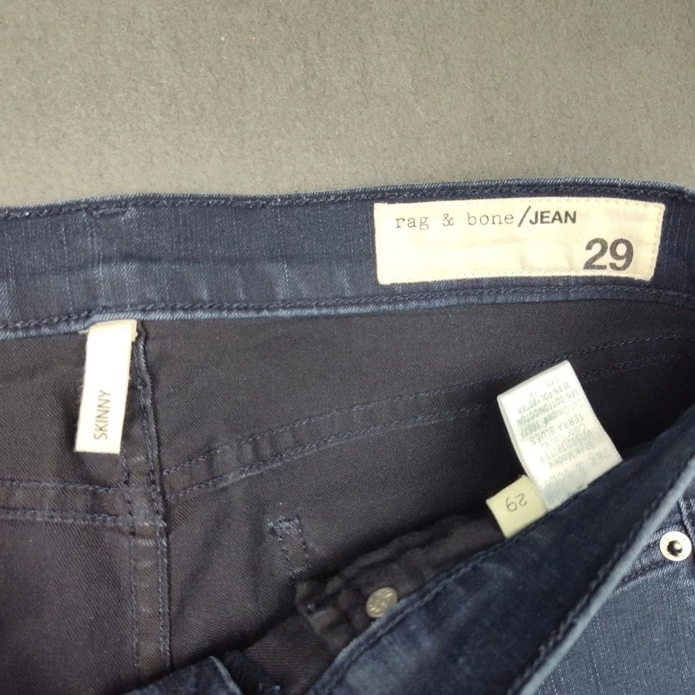 Rag Bone Jeans Womens 29 Blue Skinny Dark Wash Distressed‎ Denim Pants School